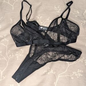 Silky Lace Bralette and Thong set